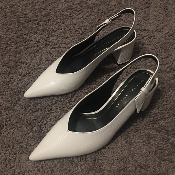 Zara Shoes - White pointy toed sling backs Zara Shoes - White pointy toed sling backs